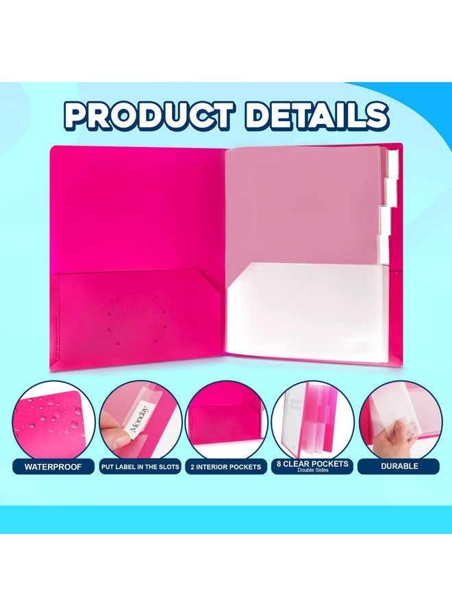 داريس عبوتان من 10 مجلدات جيب - مجلد متعدد الجيوب على الوجهين - منظم ورق بحجم خطاب للمكتب والمدرسة - وردي وأزرق - Image 4