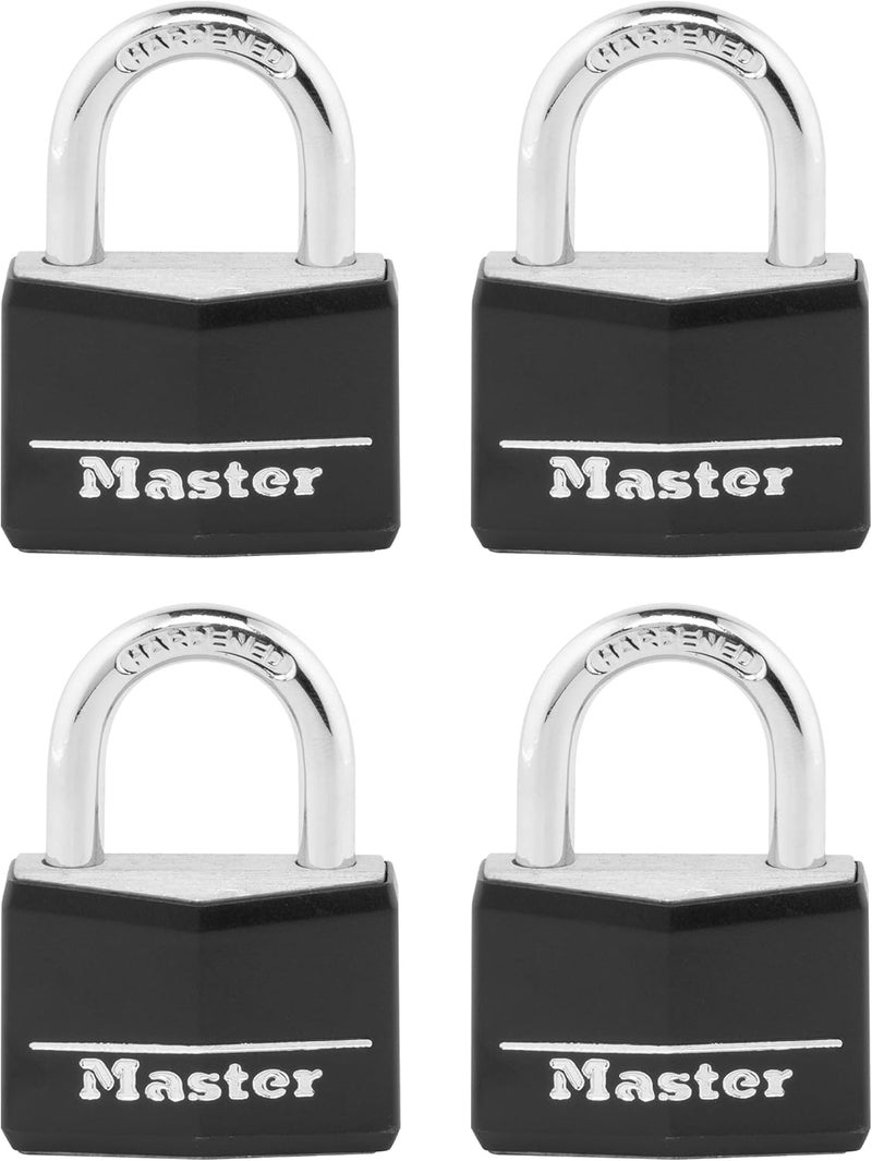 Master Lock 141Q Covered Aluminum Keyed Padlock, 4 Pack, Black - Image 1