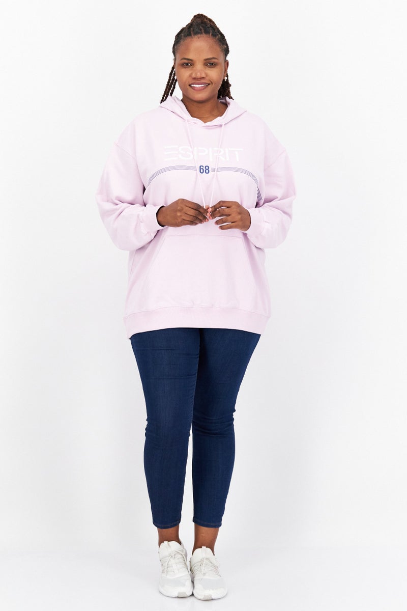 ESPRIT Women Hooded Long Sleeve Graphics Sweatshirt, Lavender - Image 4