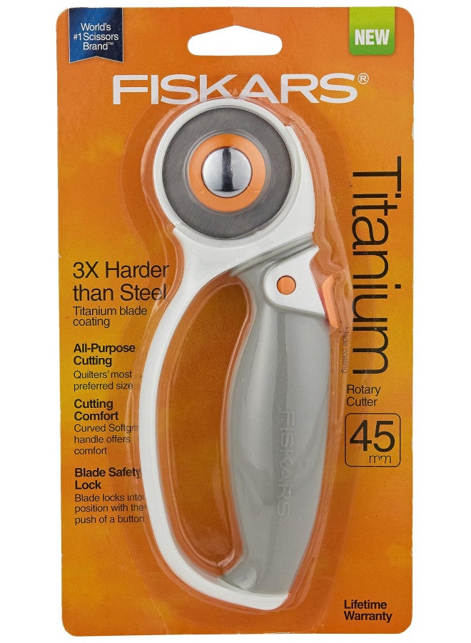 Fiskars 01-005874 Titanium Softgrip Comfort Loop Handle Rotary Cutter, 45mm, Gray