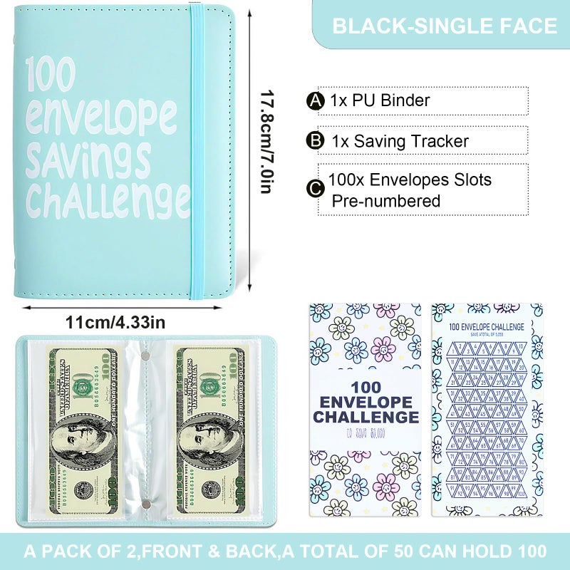 APMFHO 100 Days Money Saving Challenge Coin Envelope Budgetstorage Book, Money Saving Binder, Easy and Fun Way to Save $10,000 or $5,050, Money Saving Challenge with Family, Friends, Bestie - Image 2