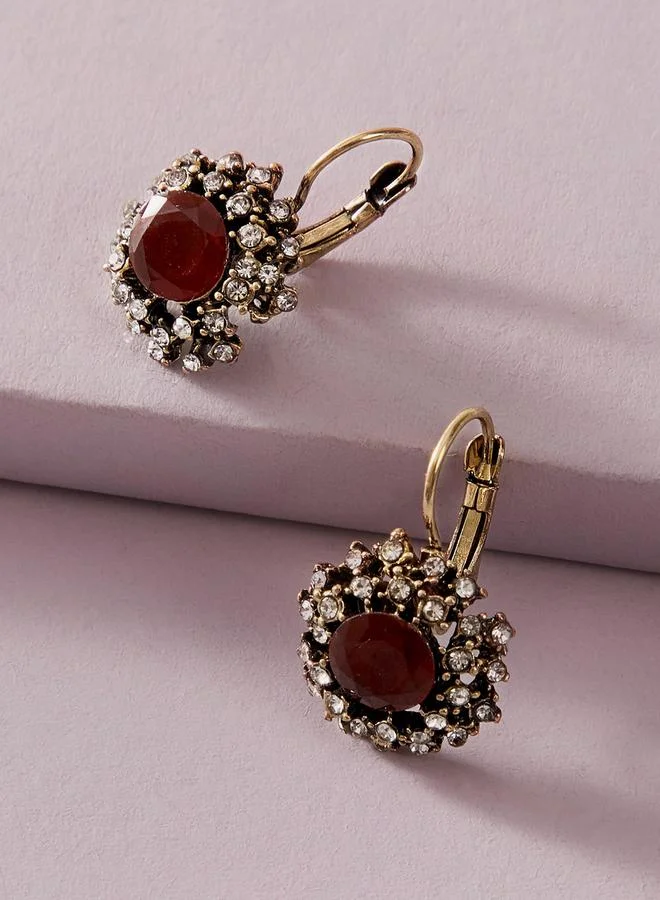 تايك تو Take Two Embellished Huggie Earrings