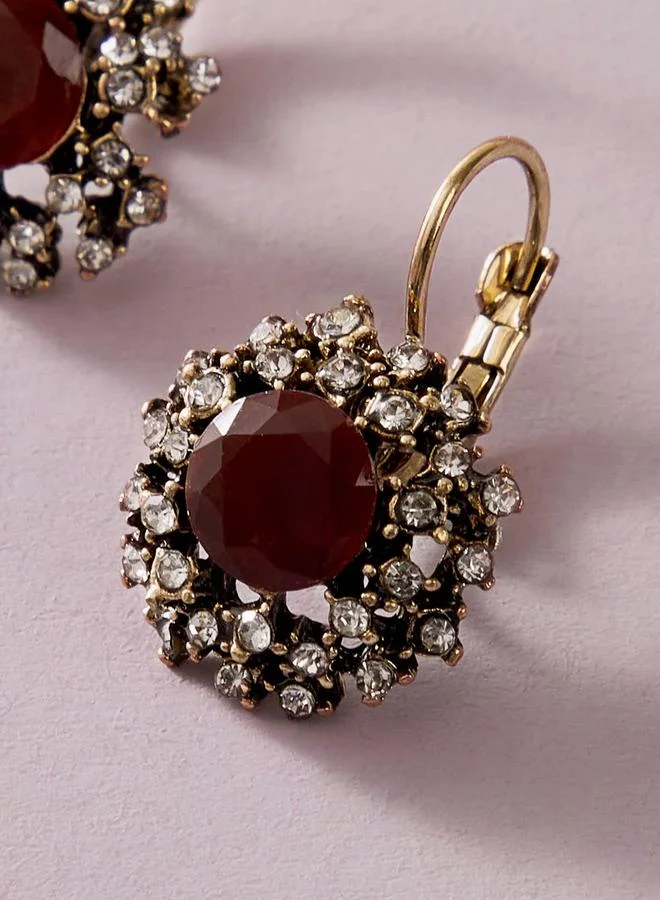 تايك تو Take Two Embellished Huggie Earrings