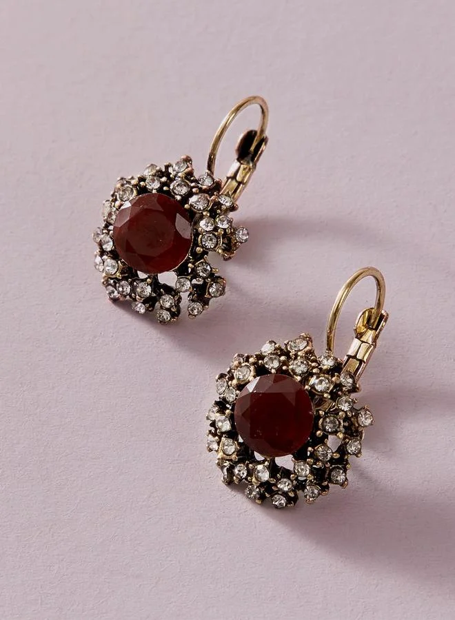 تايك تو Take Two Embellished Huggie Earrings