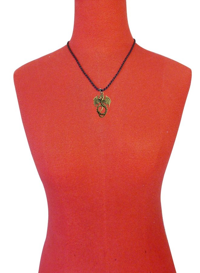 Bijoux de Ja Antique Bronze Gothic Classic Flying Dragon Pendant Braided P'leather Necklace 16+2 Inches - Image 4