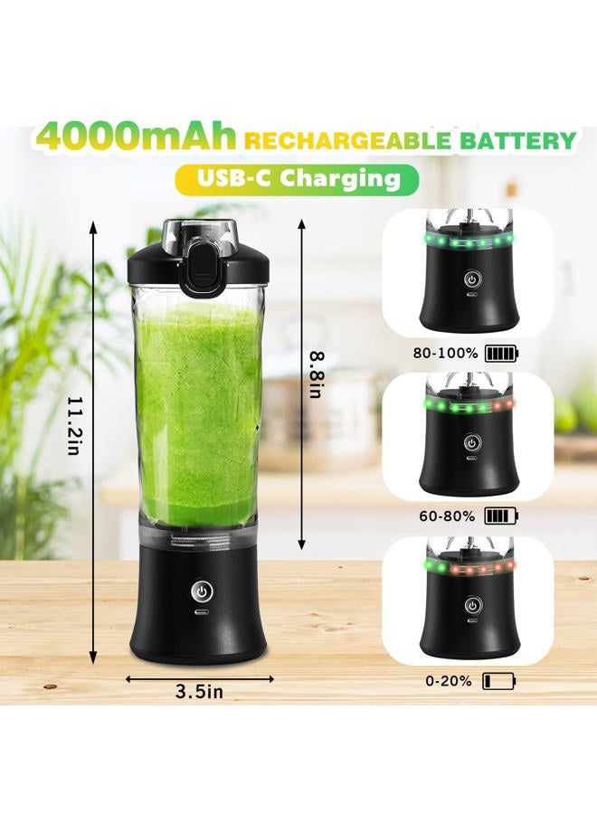 NexaEase Portable Blender Personal Juicer for Shakes and Smoothies - 20 OZ Electric Protein Shaker Bottle with 6 Blades, Travel Lid, USB-C Rechargeable - Mini Small Blender Cup for Kitchen, Office, Gym - Image 5