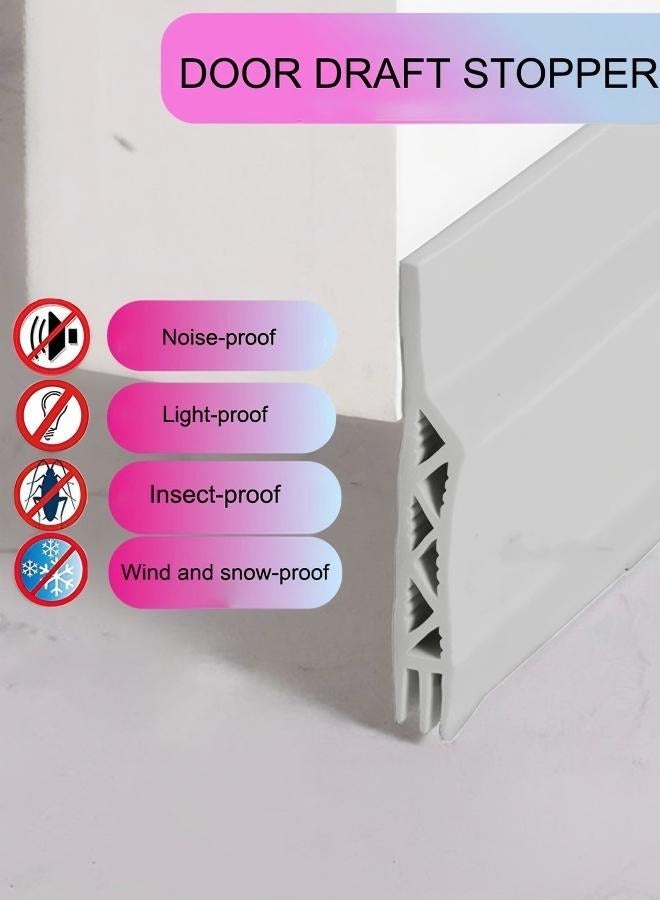 Door Draft Stopper Under Door Seal Door Air Stopper  Door Sweep for Exterior & Interior Doors Door Bottom Draft Blocker Dust and Noise Insulation Grey 100CM  - Image 1