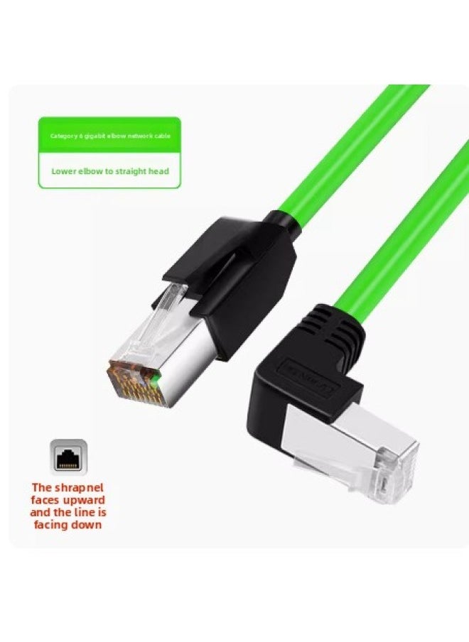 Generic Super Six-class Network Cable Elbow High Flexible Drag Chain Shield Gigabit Industrial Camera Network Cable Office Router Network Jumper-Color:Green (straight To Bend)-Line Length:15 M  - Image 1