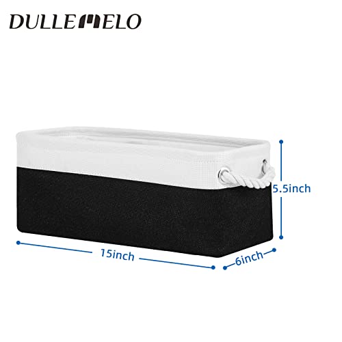 DULLEMELO Toilet Paper Storage Basket, Toilet Paper Basket for Back of Toilet, Bathroom Storage Basket for Cosmetics Towels Toilet Paper, Toilet Tank Basket with Rope Handles for Toilet(White&Black) - Image 2
