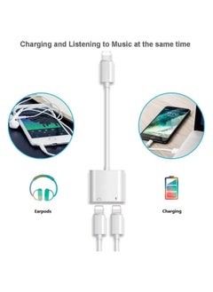 Generic Dual Lightning Splitter for iPhone,[Apple MFi Certified] iPhone Headphone Adapter 2 in 1 Dual Lightning Headphone Jack Audio + Charge Cable Compatible for iPhone 12/12 Pro/11/XS/XR/X 8  - Image 4