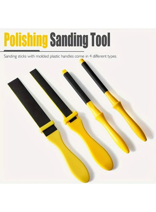 4Pcs Plastic Polishing Sanding Tool Set With Ergonomic Handles Sandpaper Wheel Sanding Stick - Image 2