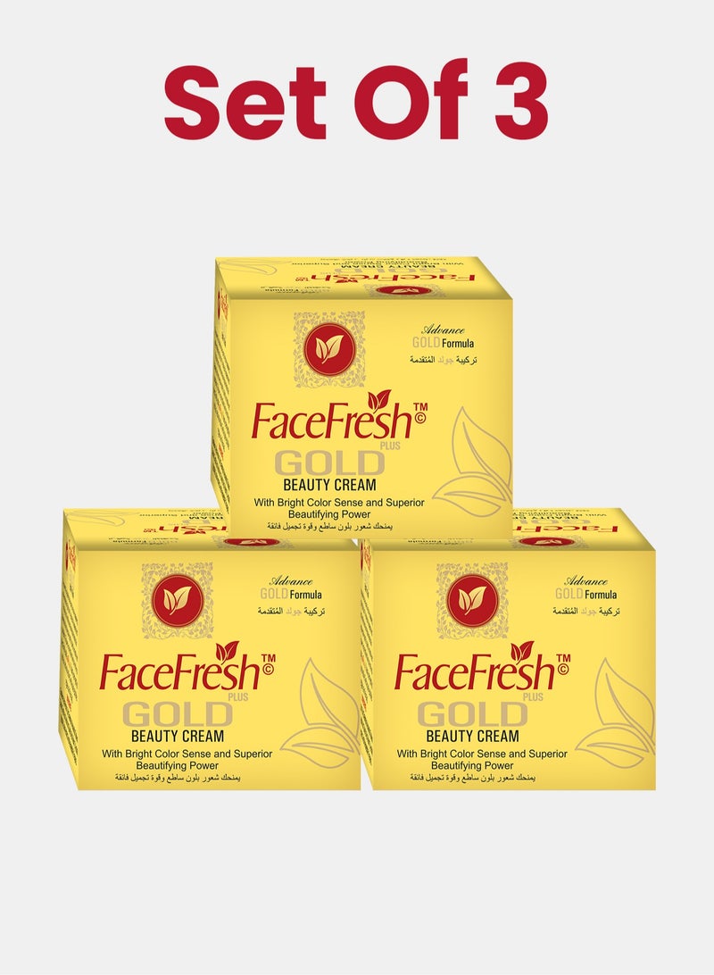 Face Fresh Set of 3 Gold Plus Beauty Cream - Removes Acne, Dark Spots, Fine Lines & Wrinkles - For All Skin Types 30g - Image 1