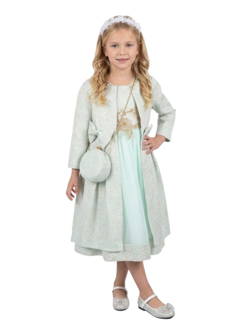 دىدانيالا فستان حفلات ياسمين أخضر مع جاكيت وحقيبة - Image 1