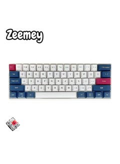 Zeemey 61 Keys RGB Gaming Keyboard 60% Mini Wired Waterproof With Anti-ghosting Keyboard and Three-color Keycaps With Red Switch for Gamers(White, dark blue and red)  - Image 1