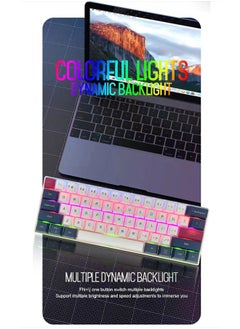 Zeemey 61 Keys RGB Gaming Keyboard 60% Mini Wired Waterproof With Anti-ghosting Keyboard and Three-color Keycaps With Red Switch for Gamers(White, dark blue and red)  - Image 2