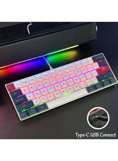 Zeemey 61 Keys RGB Gaming Keyboard 60% Mini Wired Waterproof With Anti-ghosting Keyboard and Three-color Keycaps With Red Switch for Gamers(White, dark blue and red)  - Image 5