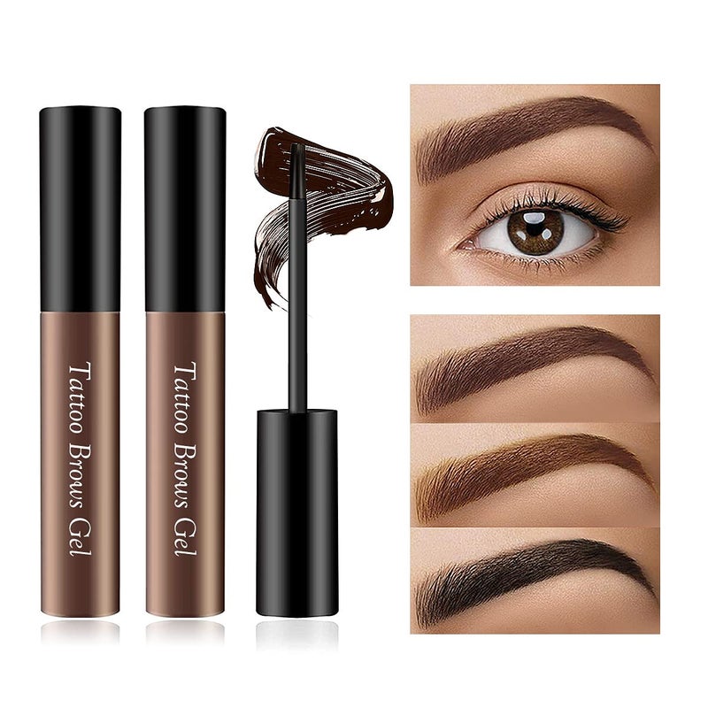 2 Pcs Natural EyeBrow Gel LongLasting Waterproof Peel Off Tattoo Brow Makeup For All Types of Eyebrows Brown