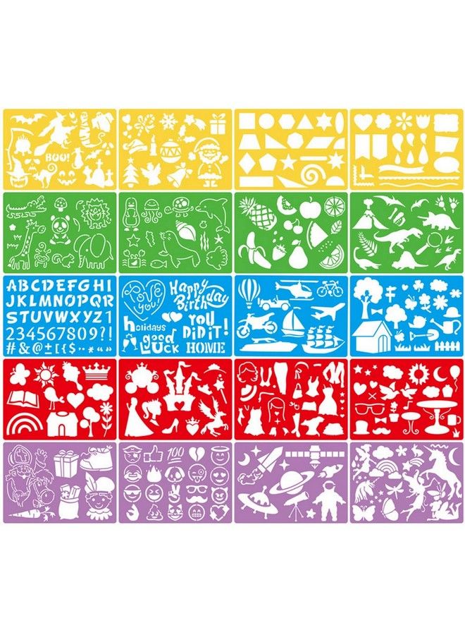 DIYASY 20 Pcs Drawing Stencils Set For Kidslarge Plastic Stencil Kit 300+ Patterns Drawing Templates For Girls & Boys Gift. - Image 1