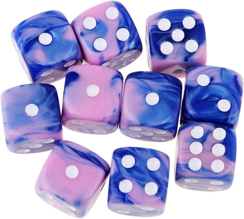 klarako 10pcs 16mm Opaque Six Sided Spot Dice Games D6 D&D RPG  Pink+Blue, as described - Image 4