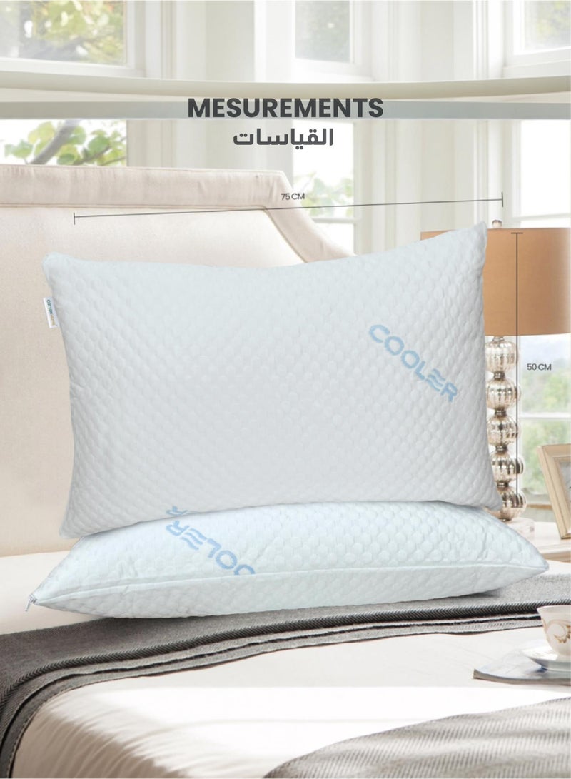 كوتون هوم Cotton Home® Collant 100% مقاوم للماء وسادة حامي Coollant حامي وسائد للنوم الساخن ناعم حريري مقاس قياسي 50x75 سم، 20x60 بوصة غطاء وسادة صيفي مع سحاب أبيض حزمة 1 - Image 3