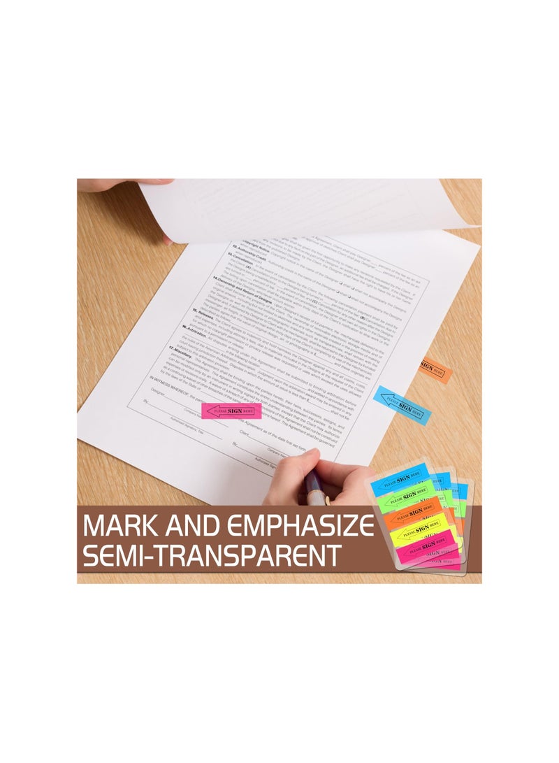 SOLARAE Fluorescent Sticky Notes and Tabs, 5 Bright Colors, Transparent "Please Sign Here" Reminder Arrows, Residue-Free, Perfect for Office, School, and Notebook Annotation (1000 pcs) - Image 3