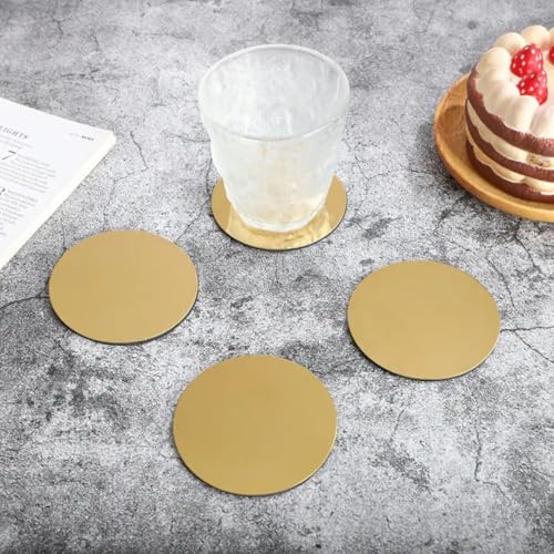 Giftana Round Coaster Set for Home and Office, Non-Slip Drink Coasters for Dinning Table, Bar -Matt Finish- Steel Coasters with Stand for Tea Cups,Coffee Mugs,Glasses (Set of 6 Pieces) (Gold) - Image 2