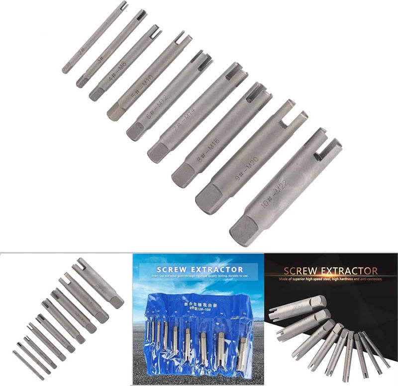 9 قطع مجموعة مستخرج البراغي المجردة عدة إزالة الصنبور المكسور الرأس - Image 5