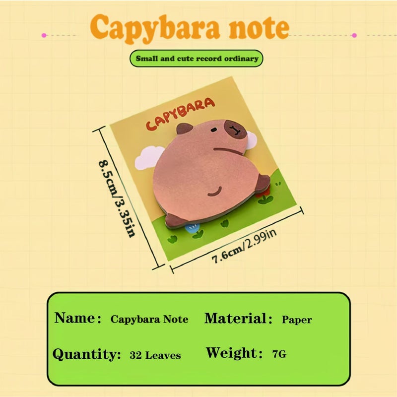 Set Of 4 Cute Cartoon Capybara Sticky Notepads For Office And Daily Use - Image 2