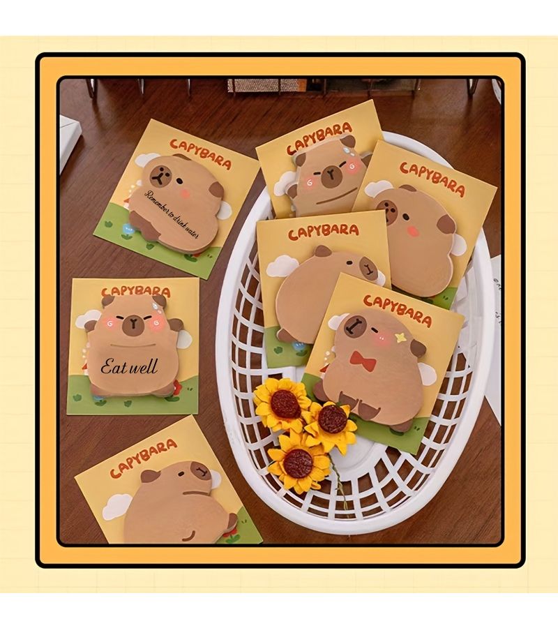 Set Of 4 Cute Cartoon Capybara Sticky Notepads For Office And Daily Use - Image 4