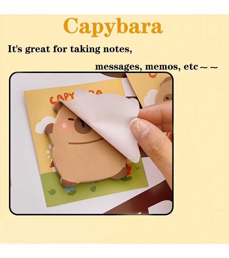 Set Of 4 Cute Cartoon Capybara Sticky Notepads For Office And Daily Use - Image 3