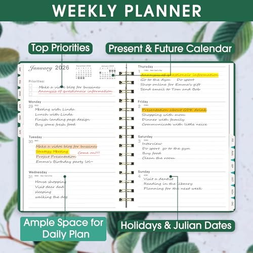 Ymumuda Academic Planner 2026, Daily Weekly and Monthly Calendar Planner (Jan. 2026-Dec. 2026),8.4"×6.3", Hardcover Notebook Teacher Supplies, Premium Thick Paper, Planners for School Work Office - Image 3