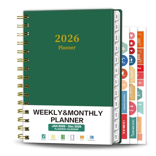 Ymumuda Academic Planner 2026, Daily Weekly and Monthly Calendar Planner (Jan. 2026-Dec. 2026),8.4"×6.3", Hardcover Notebook Teacher Supplies, Premium Thick Paper, Planners for School Work Office - Image 1