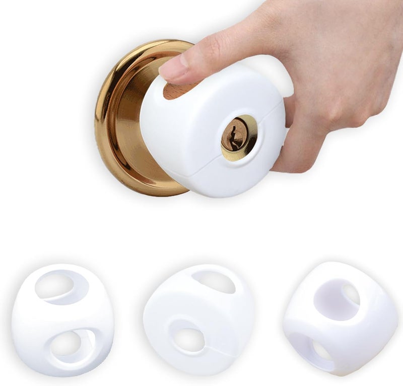 NCGDPZY Child Proof Door Knob Safety Covers  4 Pack Easy Install Baby Door Knob Covers for Kids Durable White PP Material Fits Most Spherical Door Knobs Child Safety Products - Image 1