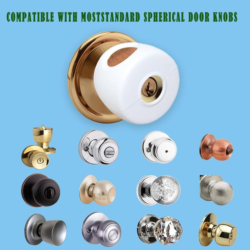 NCGDPZY Child Proof Door Knob Safety Covers  4 Pack Easy Install Baby Door Knob Covers for Kids Durable White PP Material Fits Most Spherical Door Knobs Child Safety Products - Image 3