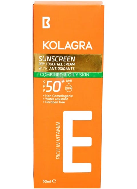 Sunscreen +SPF50 Dry Touch Gel Cream With Antioxidant 50ml