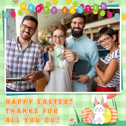 Sinload 24 Sets Easter Gifts Bulk Easter Employee Appreciation Gifts for Staff with Thank You Ballpoint Pens Egg Design Keychains Greeting Cards with Tie for Coworker Office Teacher Nurse - Image 4