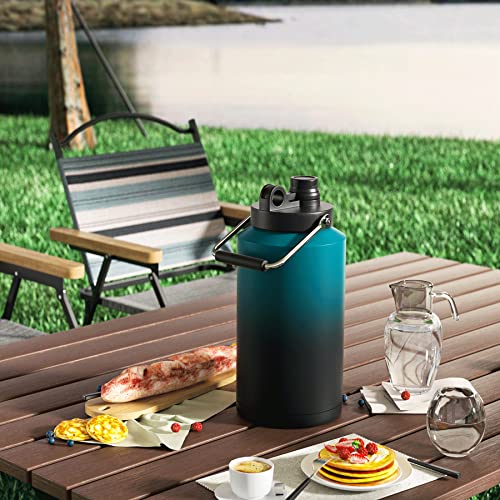 Kerilyn Insulated Gallon Jug with Handle, One Gallon, 128oz Stainless Steel, Large Double Vacuum Water Bottle for Hot & Cold Drinks, Wide Mouth, Sweat Proof, Great for Travel, Camping, Blue Gradient - Image 3