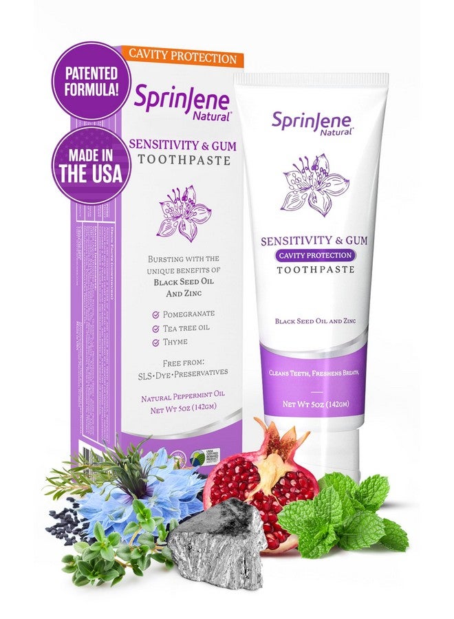 سبرين جين معجون أسنان طبيعي خالٍ من كبريتات الصوديوم لحماية الأسنان الحساسة من التسوس والأسنان واللثة الحساسة مع الفلورايد يساعد على جفاف الفم عبوة واحدة (محسنة) - Image 1