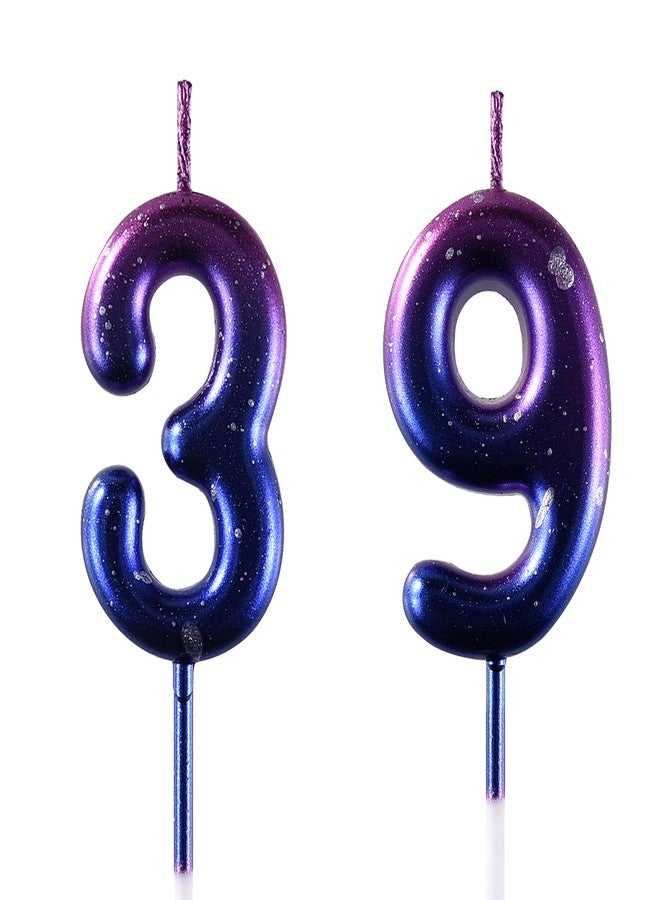 شمعة عيد ميلاد AOOLADA رقم 39 و93، شموع كعكة عيد الميلاد رقم 39 و93، شموع عيد ميلاد رقم 39 و93 لتزيين الكيك، أزرق - Image 1