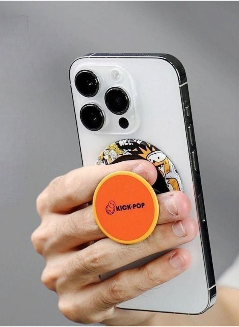 Color Fans - Phone Grip Stand Compatible with MagSafe, MagSafe Phone Grip Holder with Silicone Finger Strap, Wireless Charging Compatible Yellow/Orange - Image 1