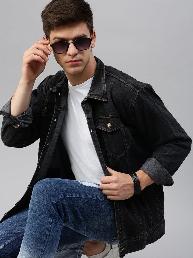 VOGATI Men's Denim Jacket kjt228vog-m_Charcoal Grey_M - Image 3