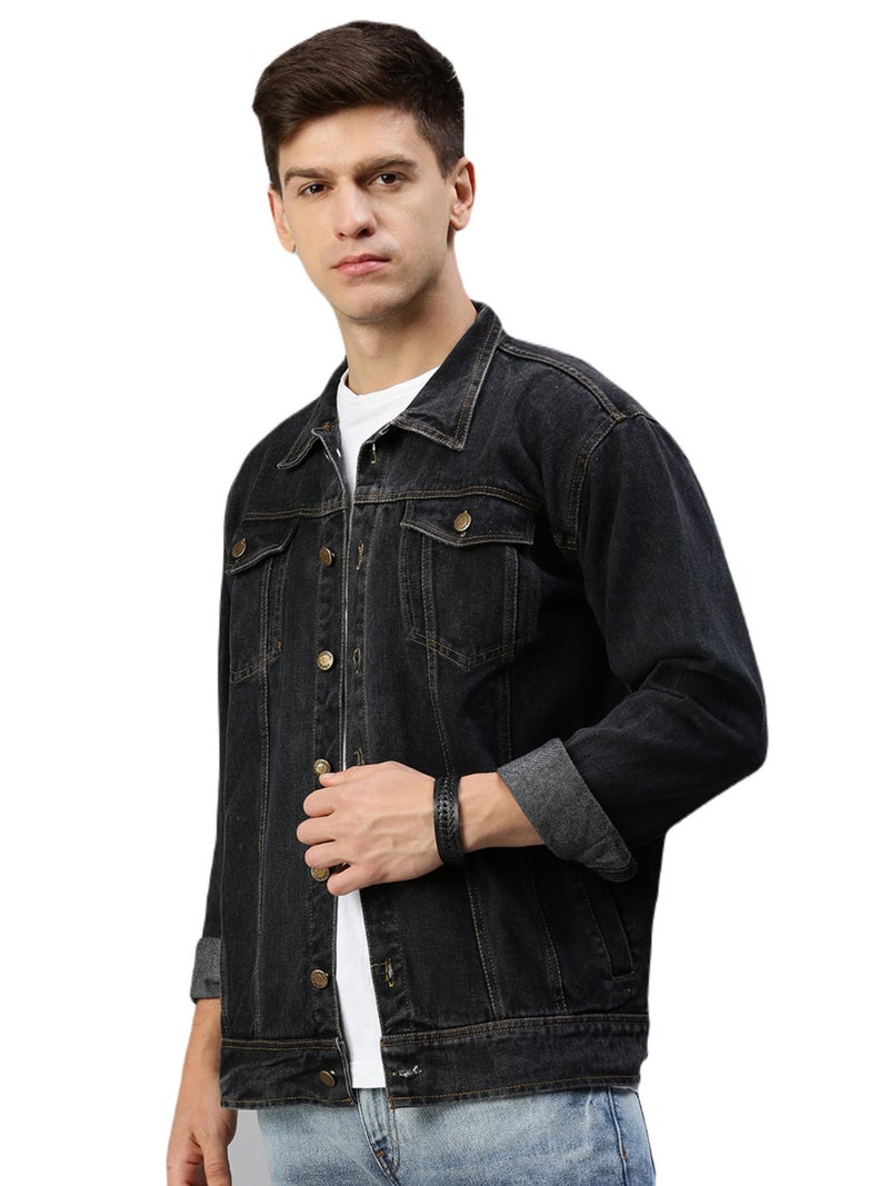 VOGATI Men's Denim Jacket kjt228vog-m_Charcoal Grey_M - Image 1