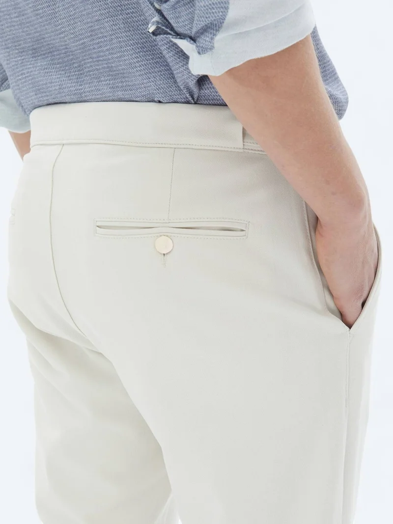 Kip Beige Weaving Loose Fit Casual Trousers