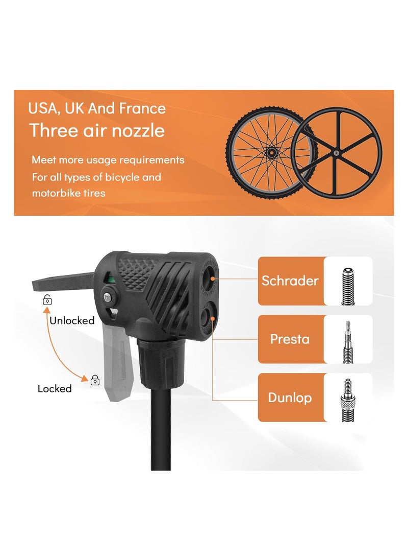 WEST BIKING Bike Air Pump 160 PSI, Portable Bike Tire Pumps with Schrader and Presta Valve, Mini Floor Bicycle Air Pump with Ball Needles and Balloons Nozzle, Inflator for Soccer Basketball  - Image 2
