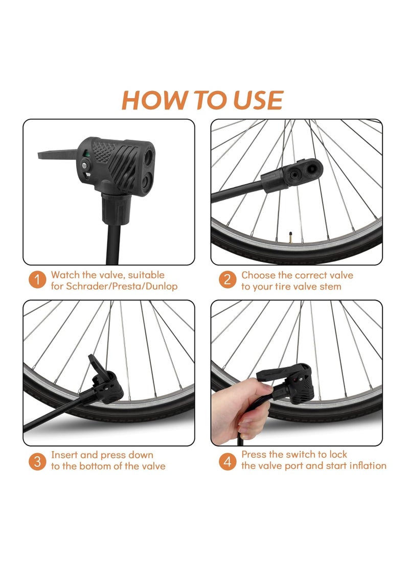 WEST BIKING Bike Air Pump 160 PSI, Portable Bike Tire Pumps with Schrader and Presta Valve, Mini Floor Bicycle Air Pump with Ball Needles and Balloons Nozzle, Inflator for Soccer Basketball  - Image 5
