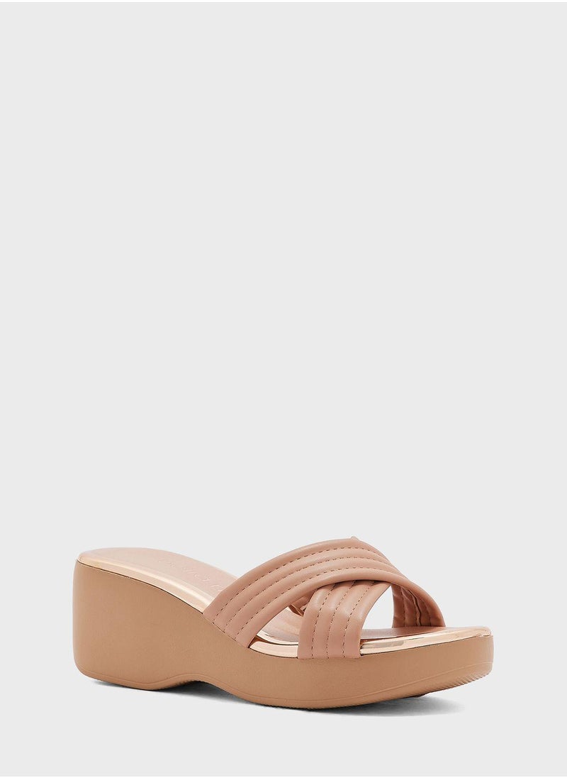 Beira Rio Celeste Cross Strap Wedge High Heel Sandals  - Image 2