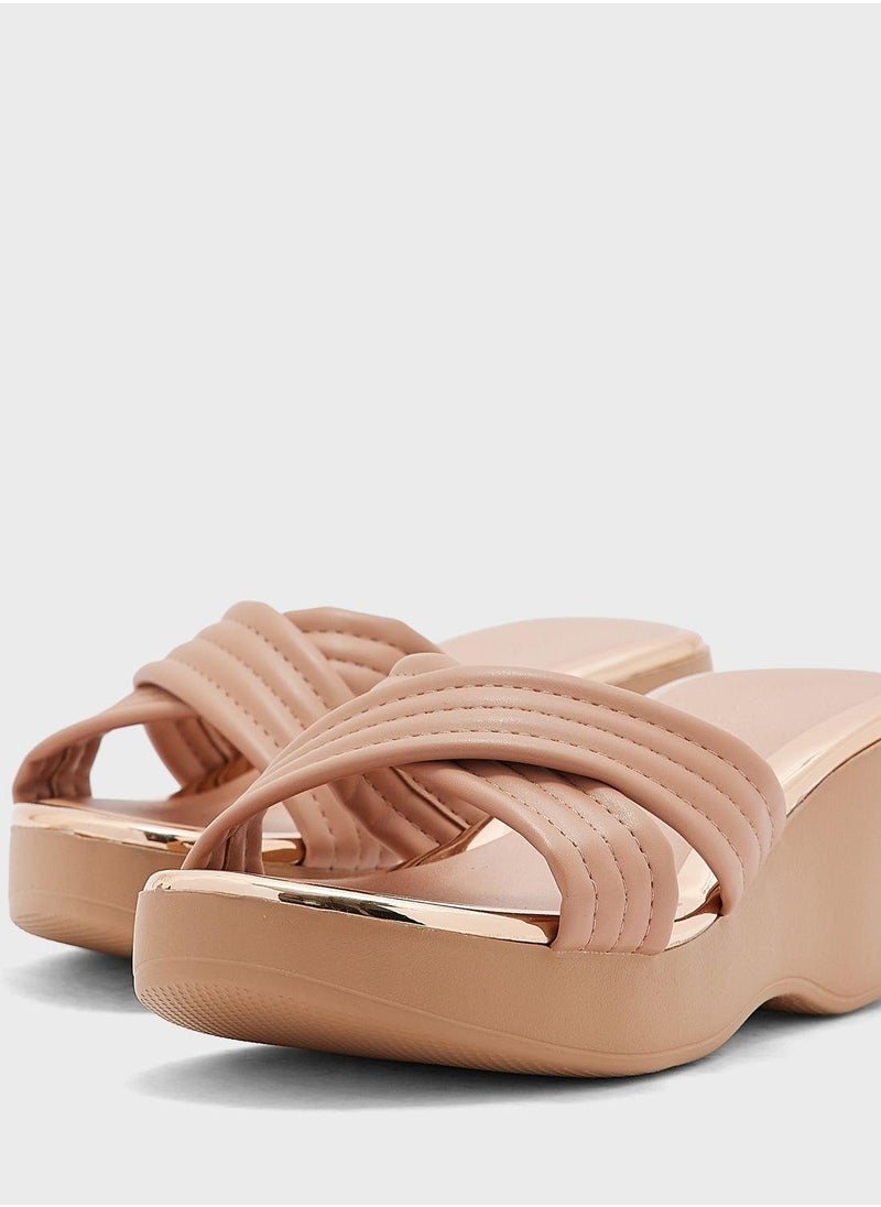 Beira Rio Celeste Cross Strap Wedge High Heel Sandals  - Image 4