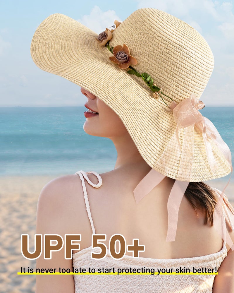 TOBEHIGHER Beach Hats for Women, Wide Brim Sun Straw Hat for Women, Sun Hat UPF 50+ UV Protection - Image 5