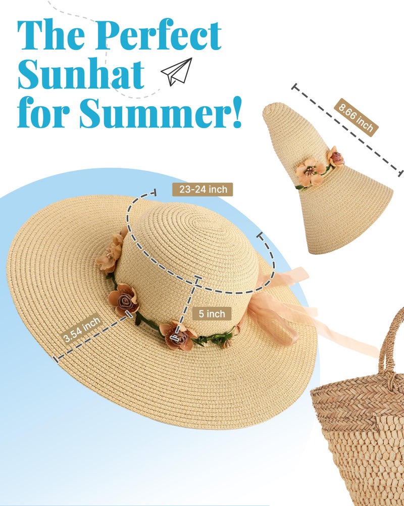 TOBEHIGHER Beach Hats for Women, Wide Brim Sun Straw Hat for Women, Sun Hat UPF 50+ UV Protection - Image 4