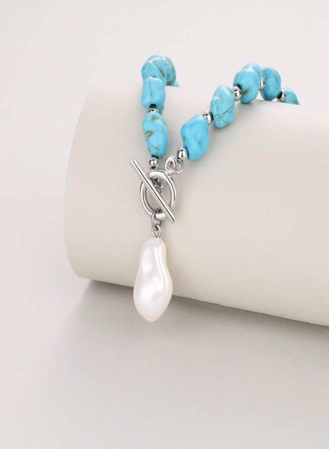 GAVU Women's Baroque Pearl Jewelry, Turquoise Necklace Crystal Chunky Necklace for Women - Image 5
